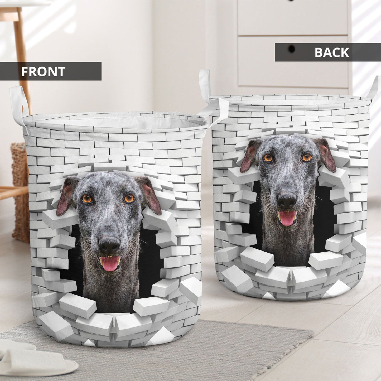 Greyhound - In The Hole Of Wall Pattern Laundry Basket