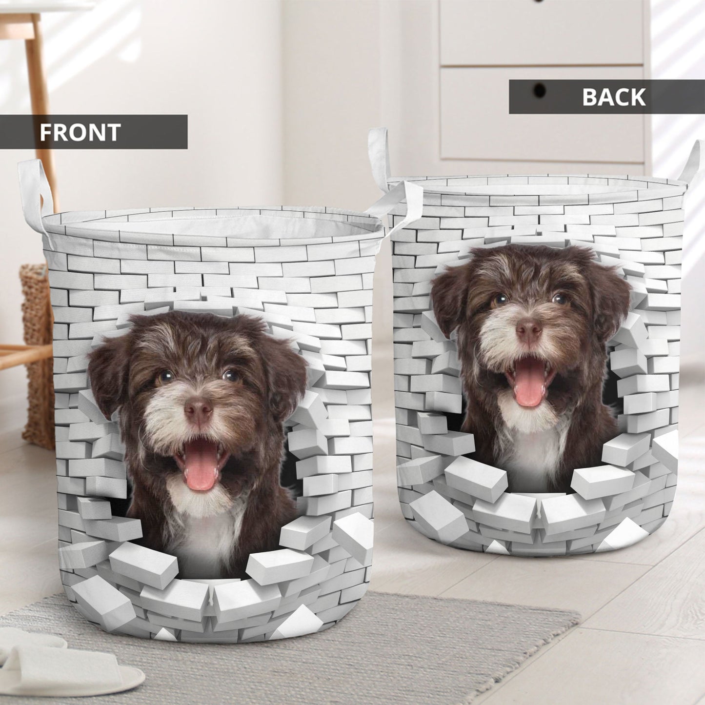 Havanese- In The Hole Of Wall Pattern Laundry Basket