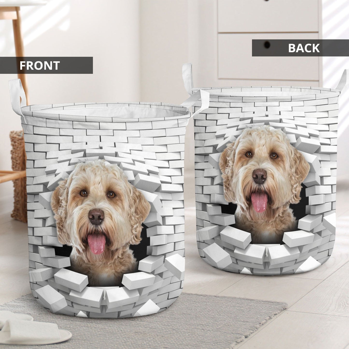 Labradoodle - In The Hole Of Wall Pattern Laundry Basket