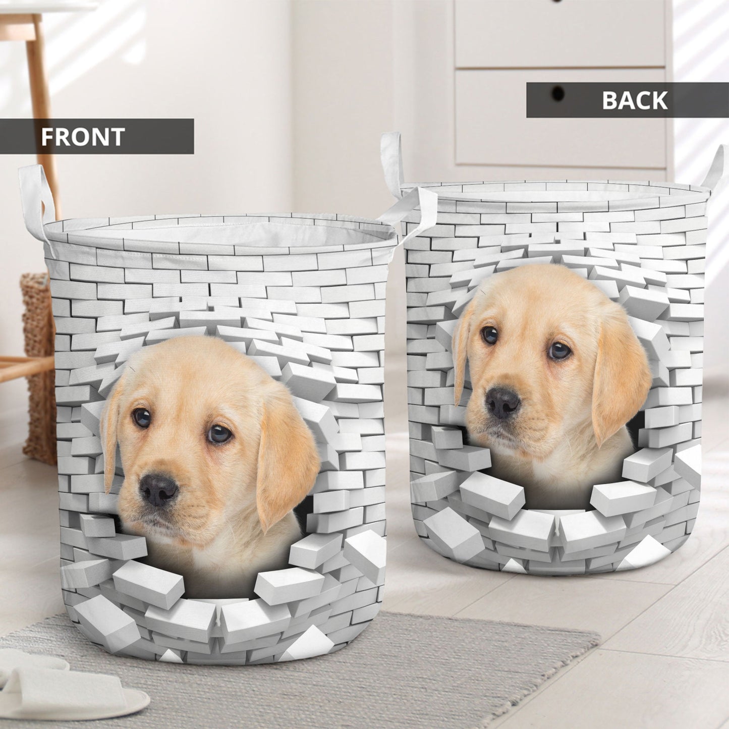 Labrador Retriever - In The Hole Of Wall Pattern Laundry Basket