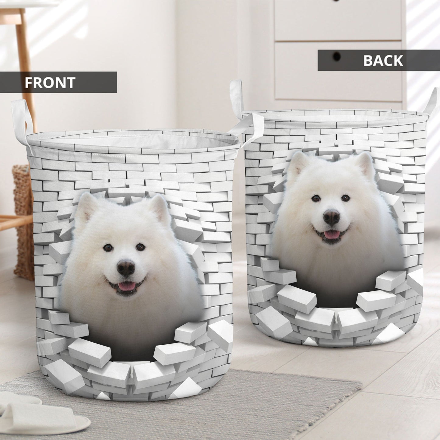 Samoyed - In The Hole Of Wall Pattern Laundry Basket