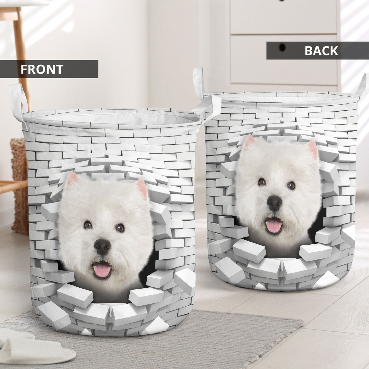 West Highland White Terrier - In The Hole Of Wall Pattern Laundry Basket