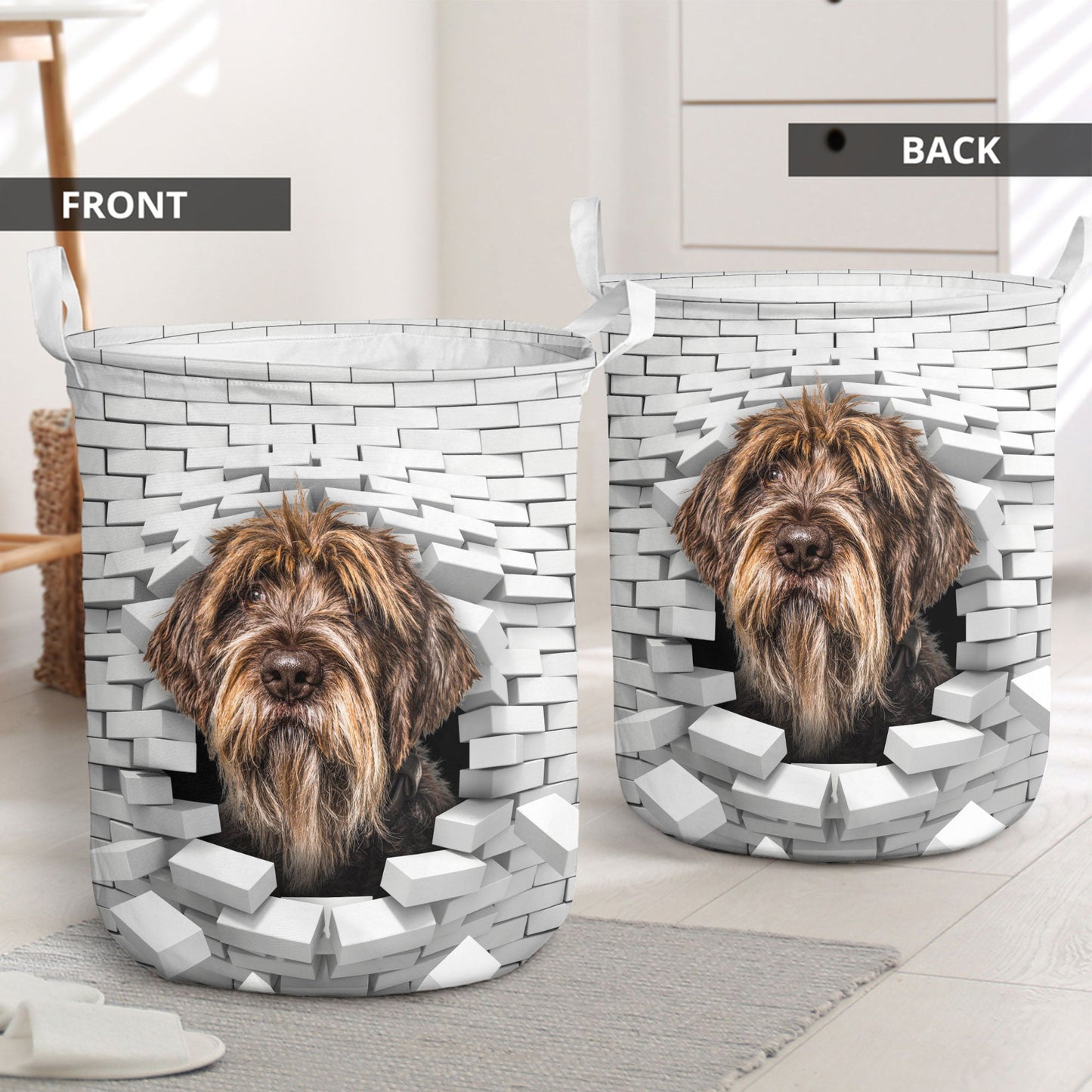 Wirehaired Pointing Griffon - In The Hole Of Wall Pattern Laundry Basket