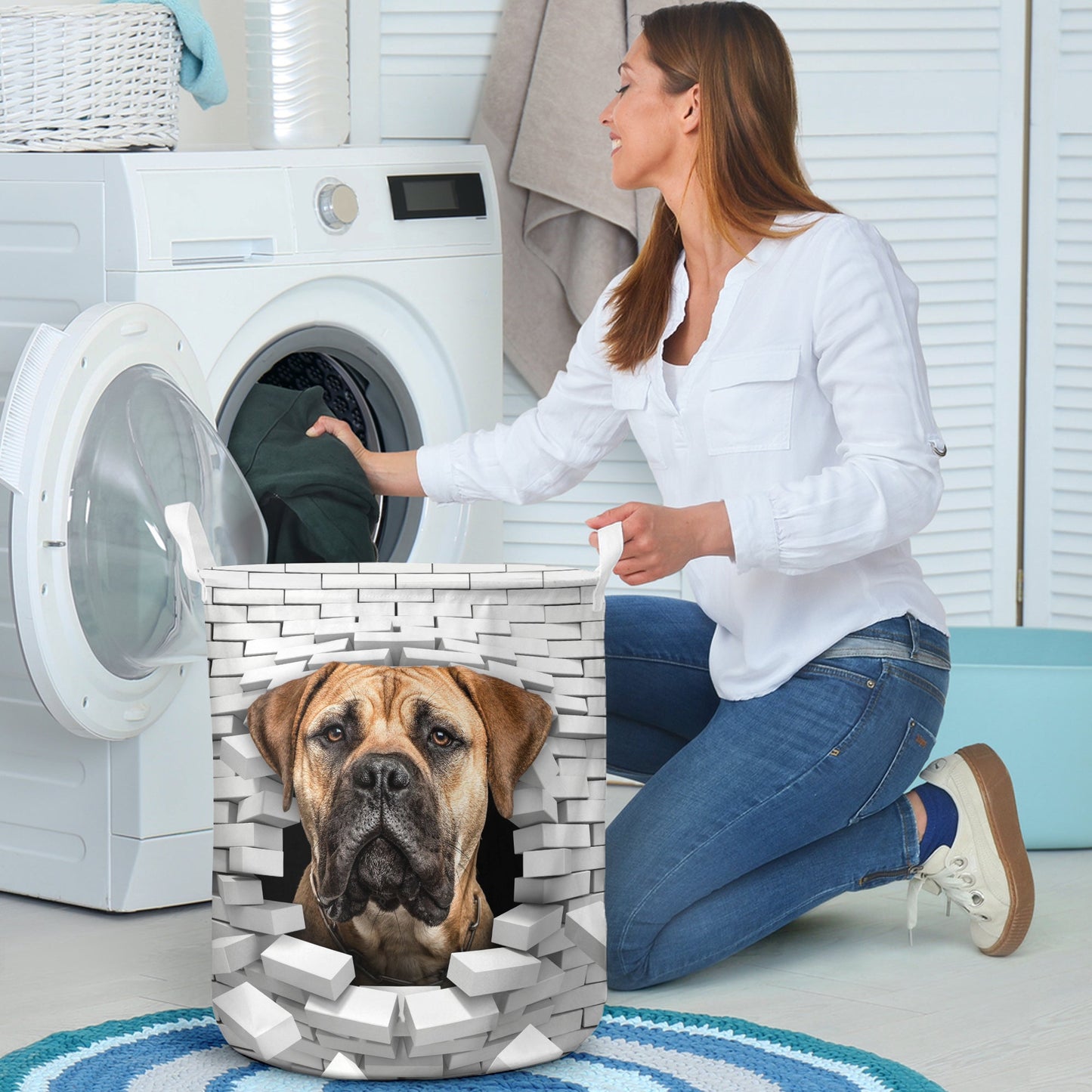 Mastiff - In The Hole Of Wall Pattern Laundry Basket