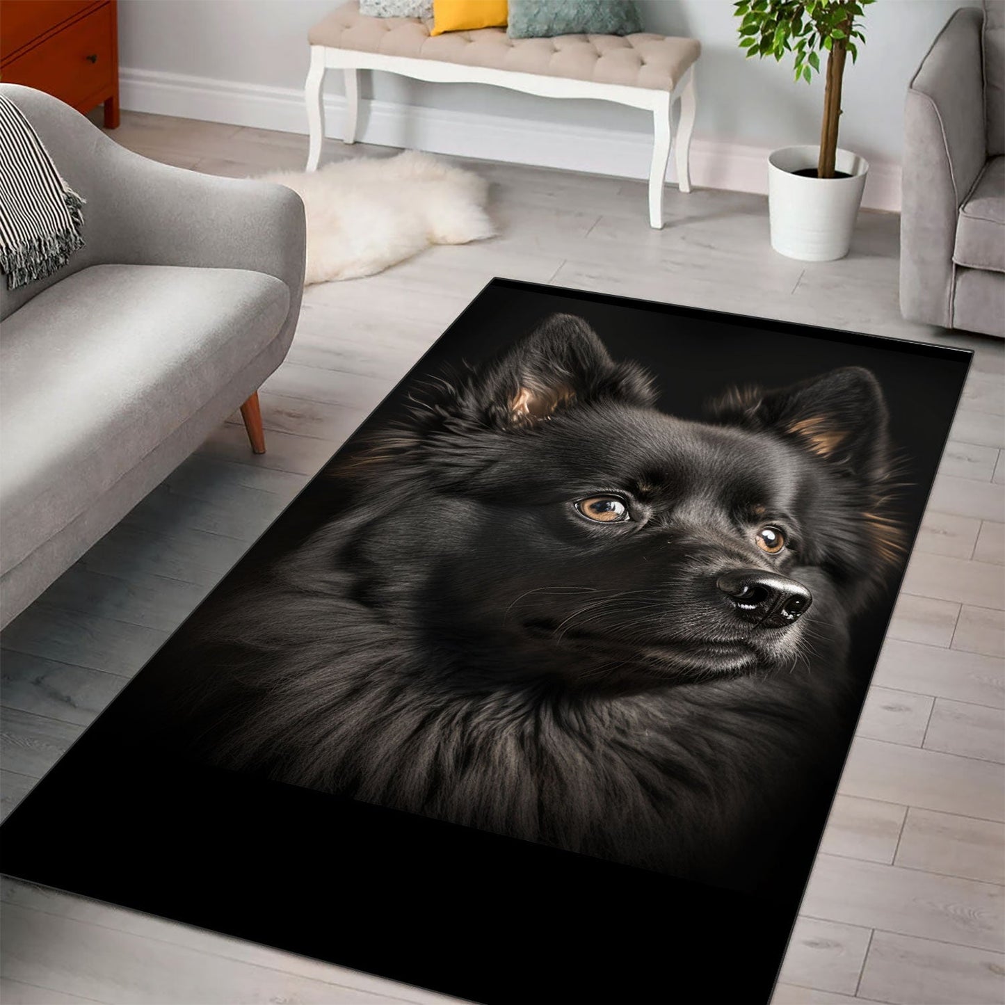 Schipperke 3D Portrait Area Rug