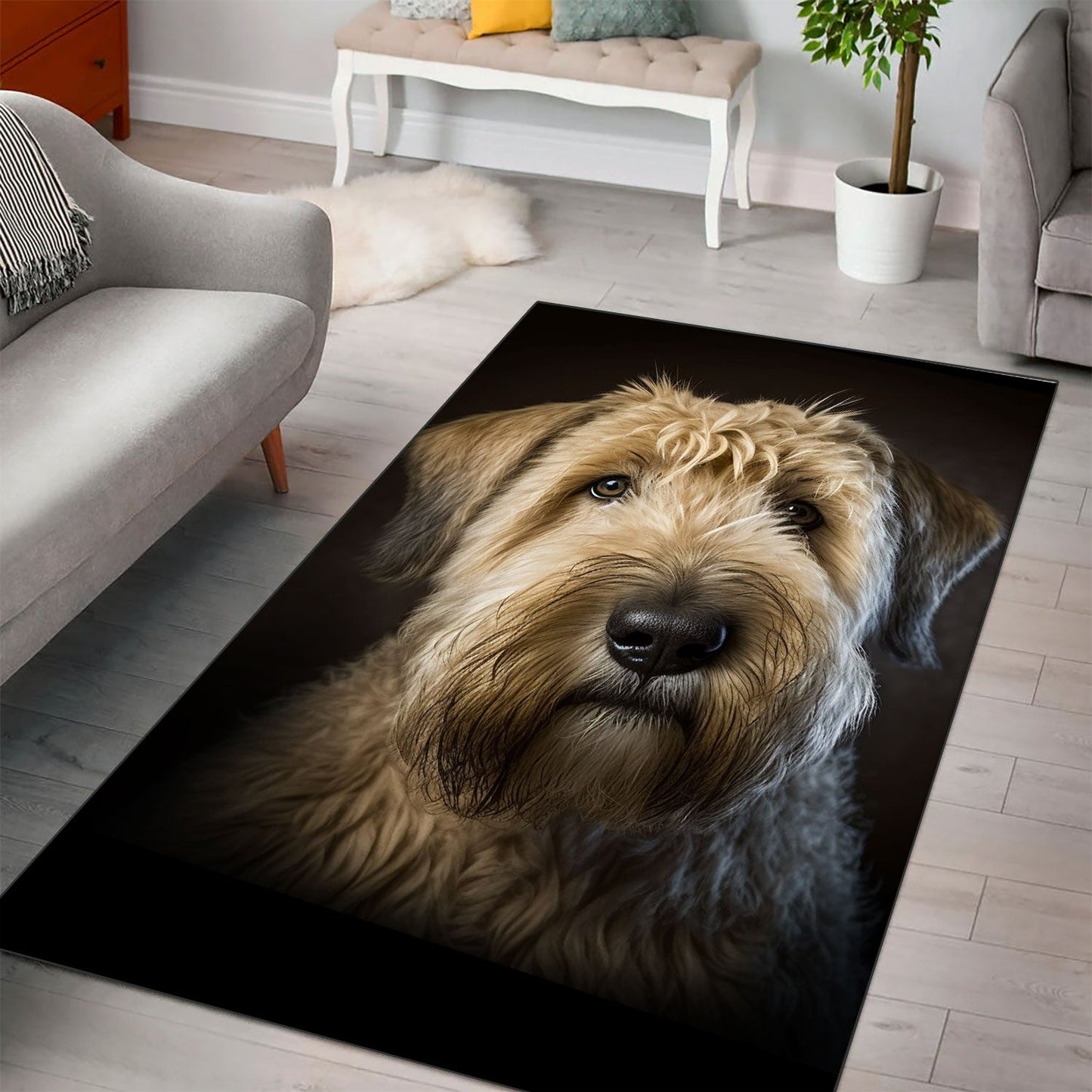 Soft-coated Wheaten Terrier 3D Portrait Area Rug
