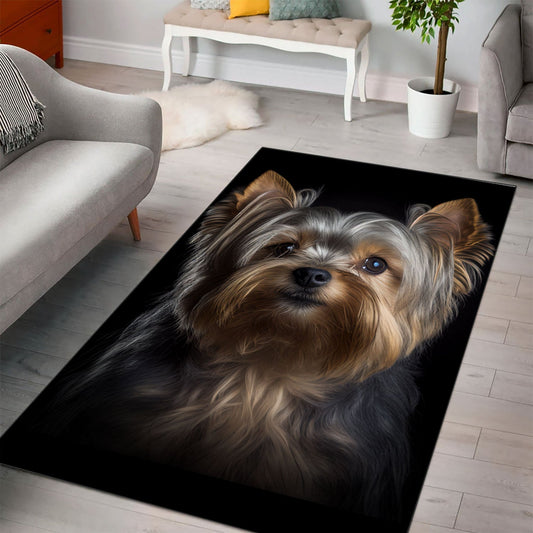 Yorkshire Terrier 3D Portrait Area Rug