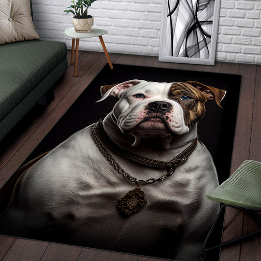 American Bulldog 2 3D Portrait Area Rug