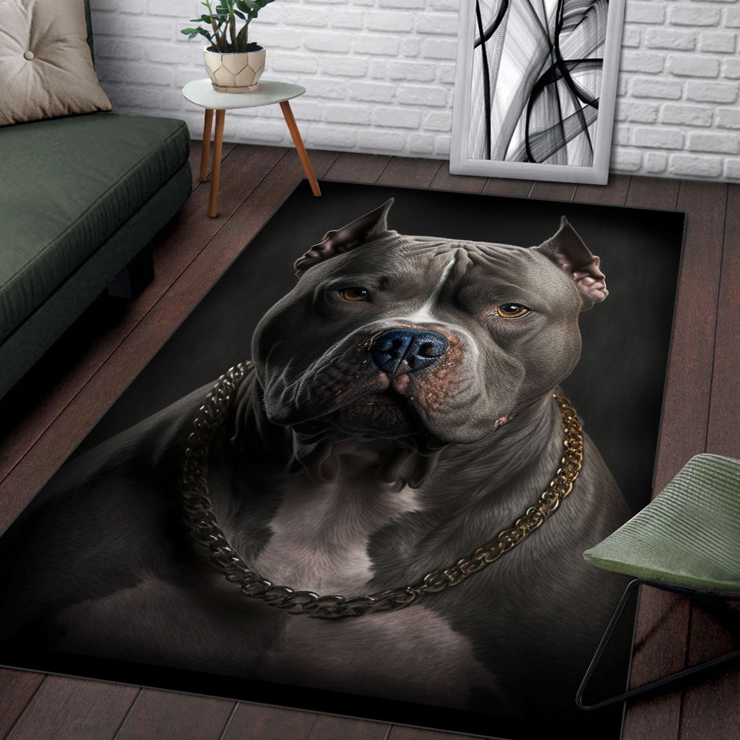 American Bully 3D Portrait Area Rug