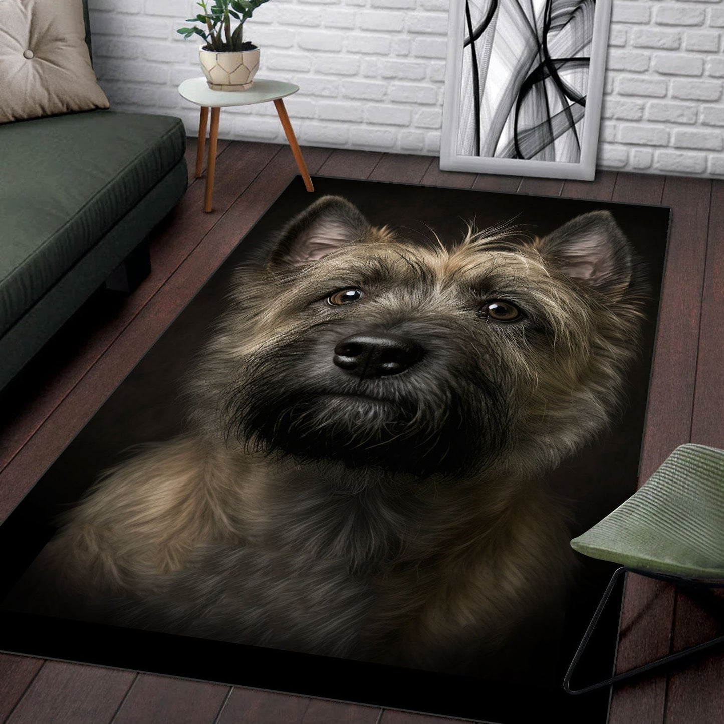 Cairn Terrier 3D Portrait Area Rug