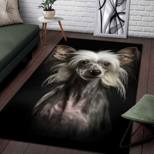 Chinese Crested 3D Portrait Area Rug
