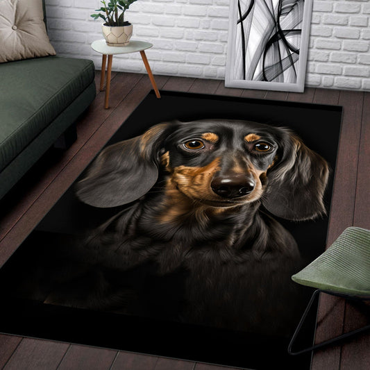 Dachshund 2 3D Portrait Area Rug