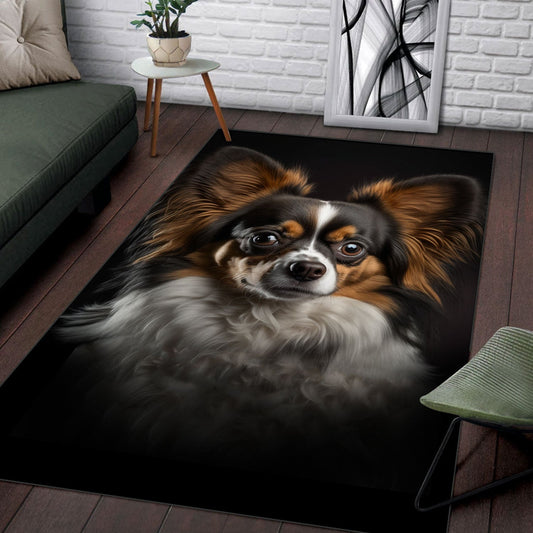 Papillon Dog 3D Portrait Area Rug