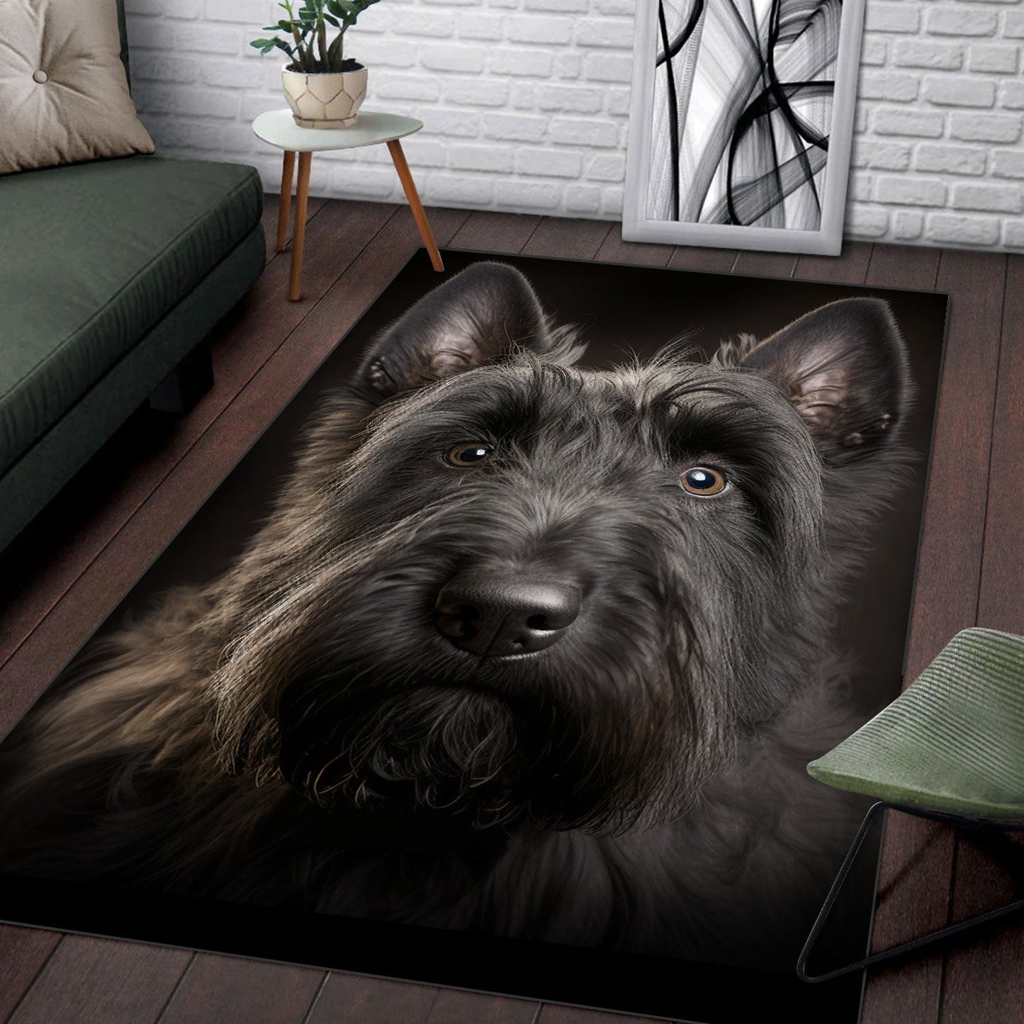 Scottish Terrier 3D Portrait Area Rug