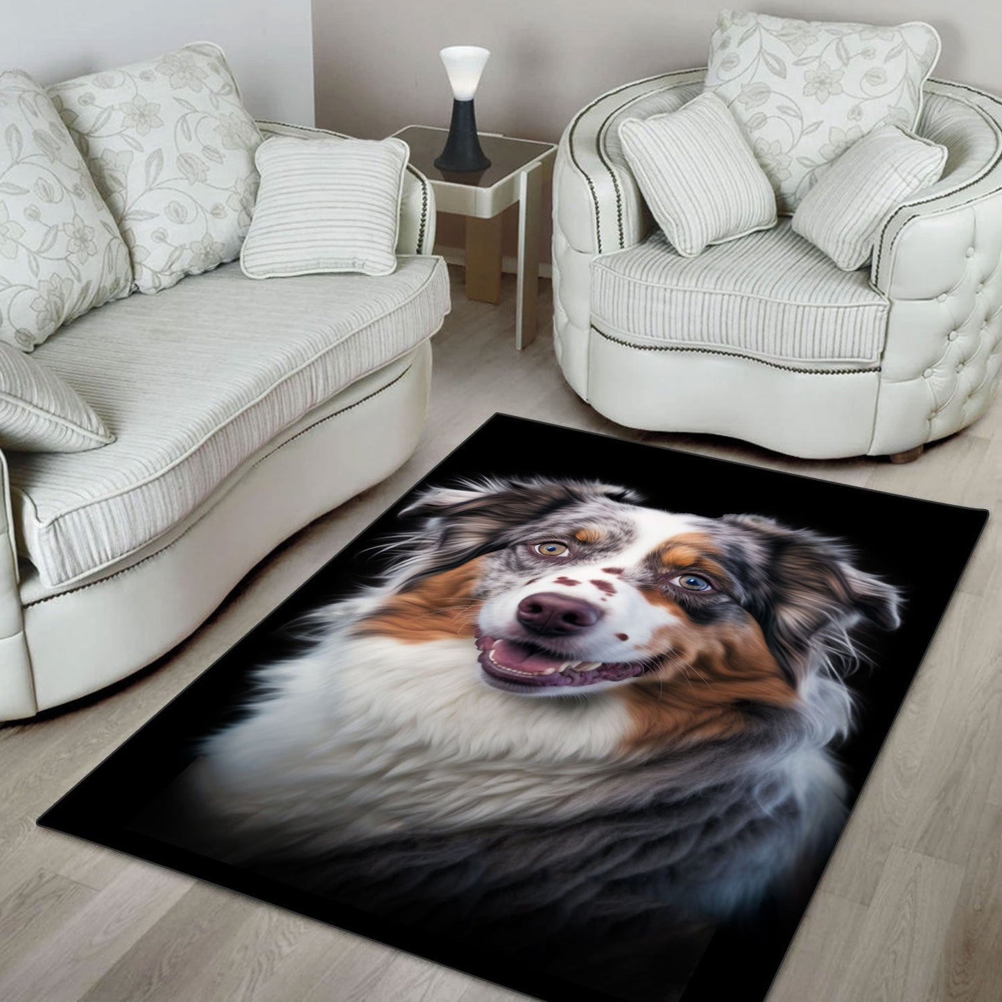 Australian Shepherd 3D Portrait Area Rug