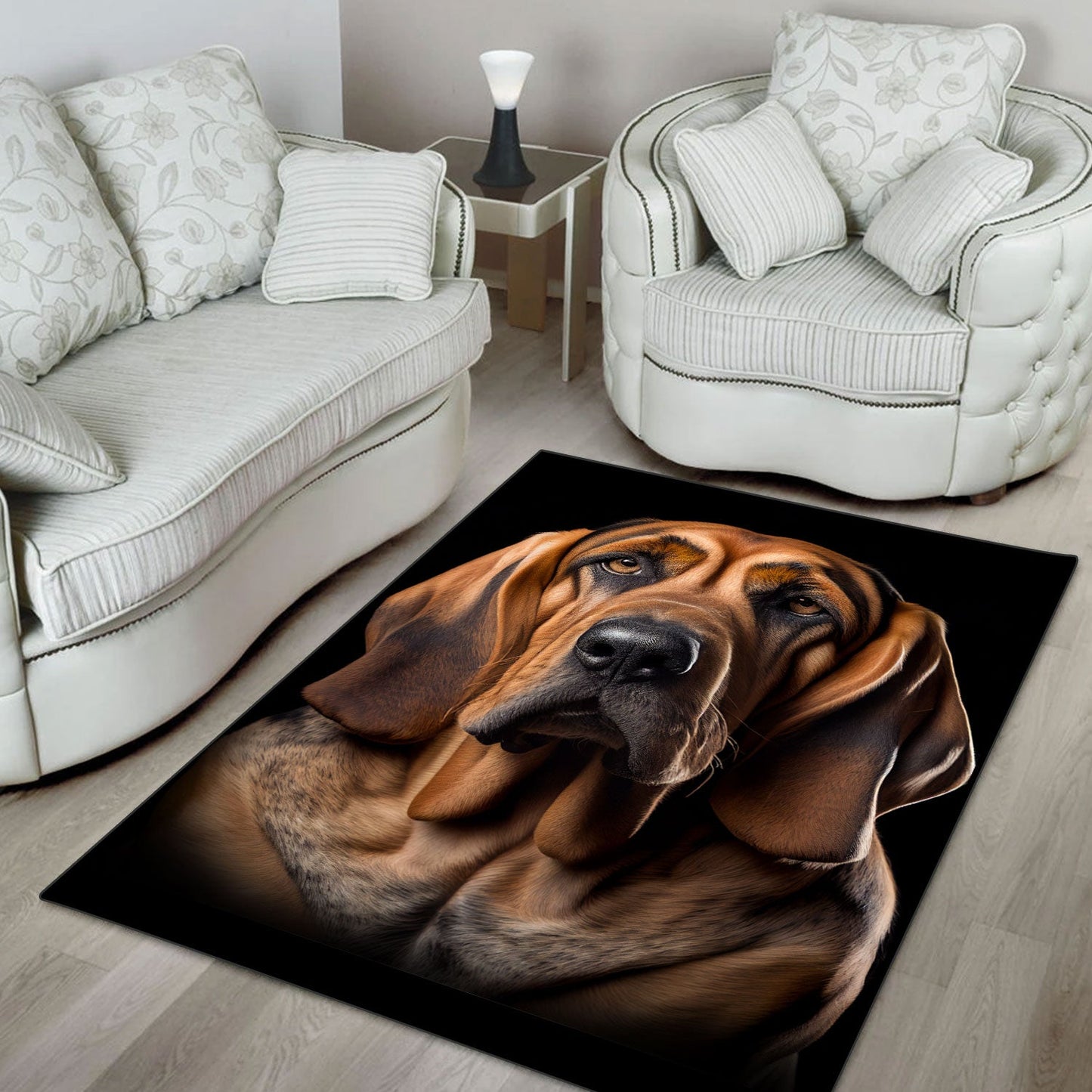 Bloodhound 2 3D Portrait Area Rug