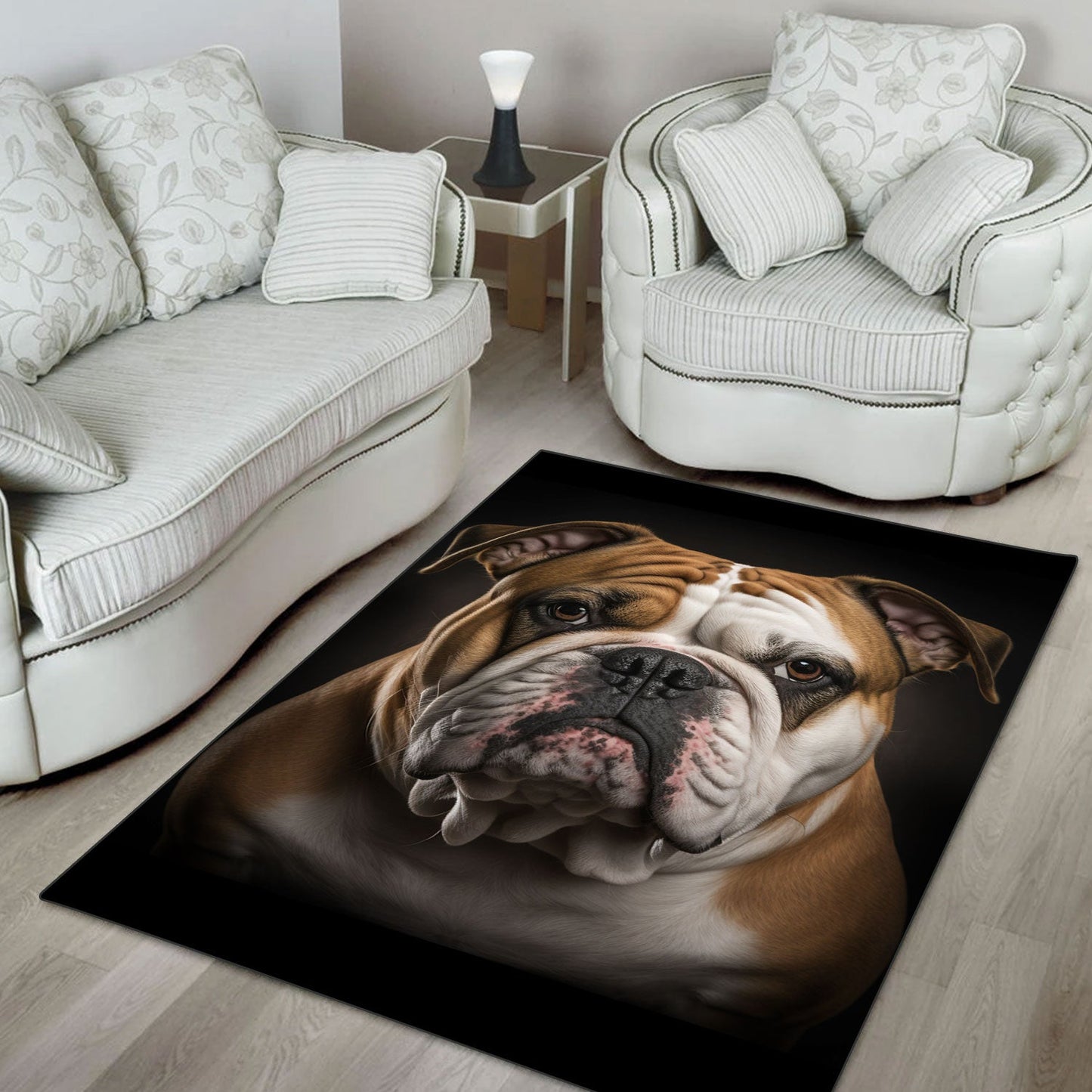 Bulldog 3D Portrait Area Rug