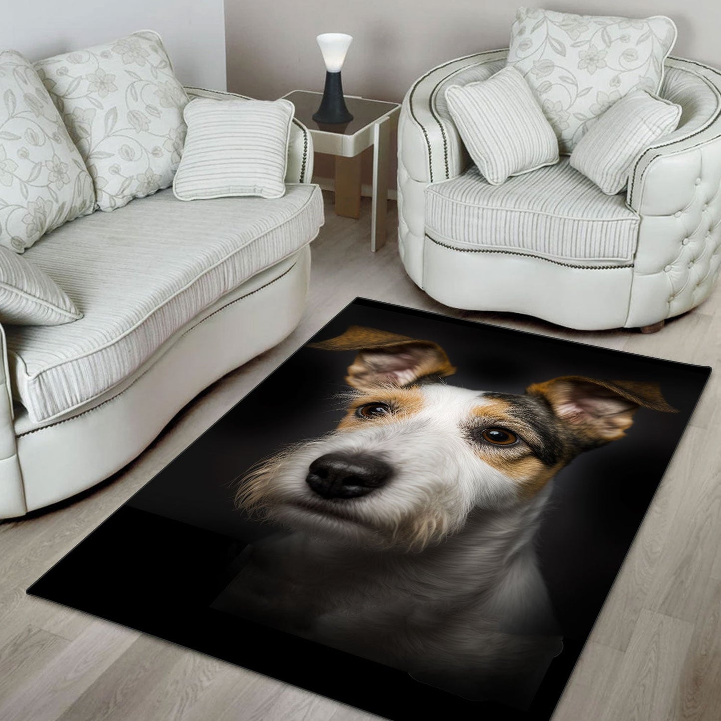 Fox Terrier 3D Portrait Area Rug