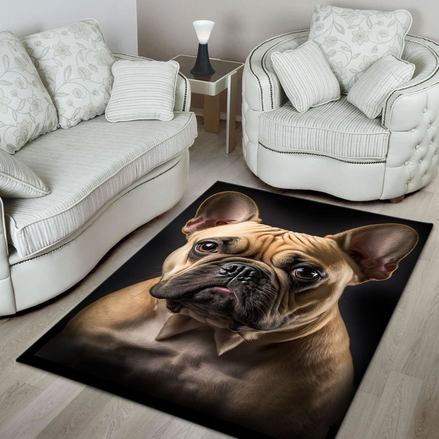 French Bulldog 3 3D Portrait Area Rug