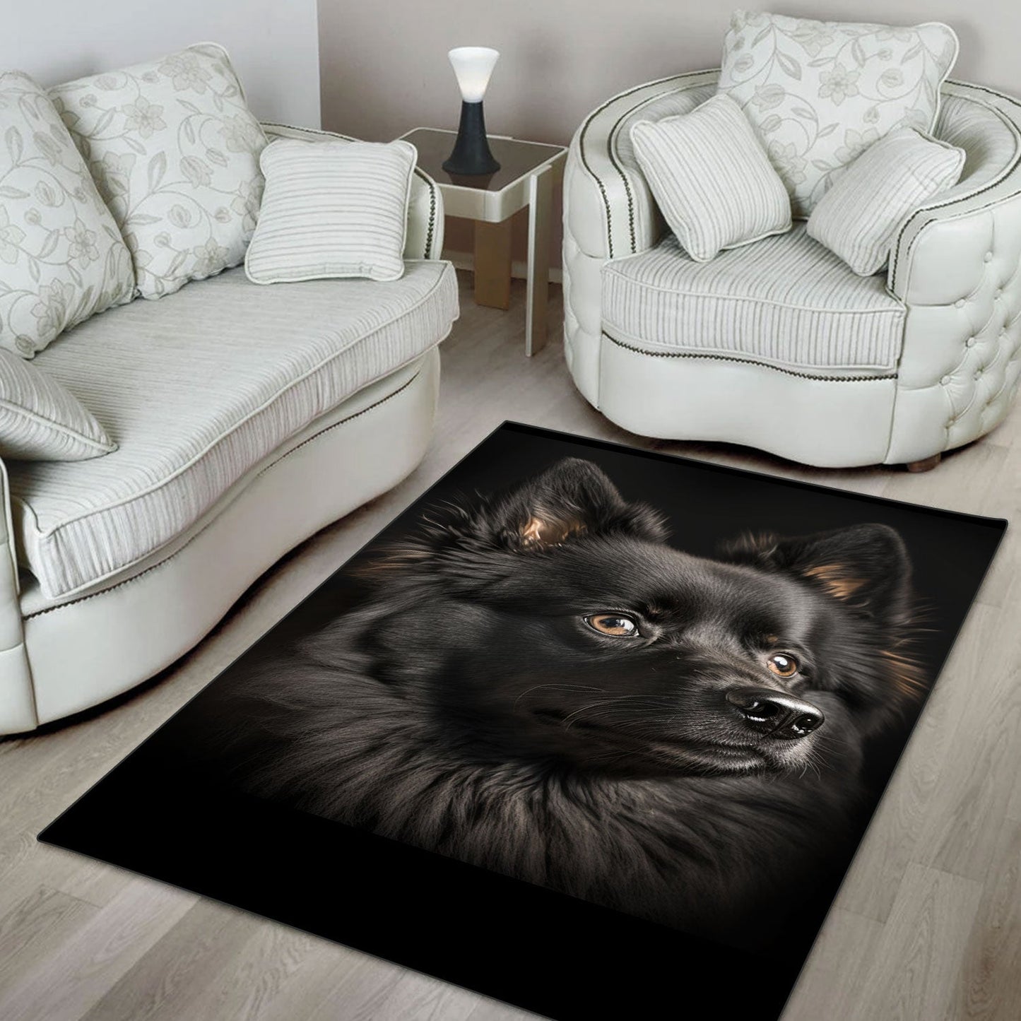 Schipperke 3D Portrait Area Rug