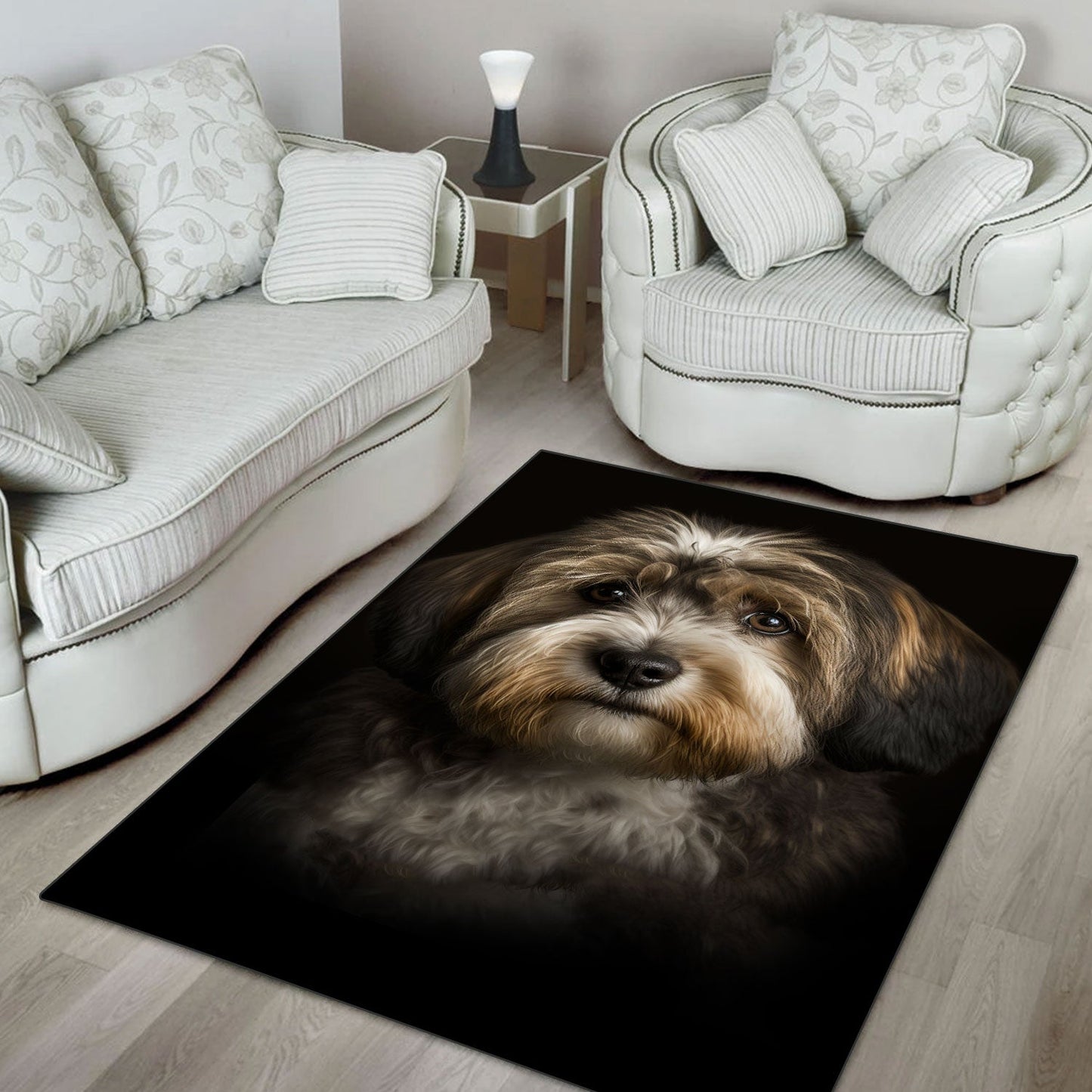 Tibetan Terrier 3D Portrait Area Rug