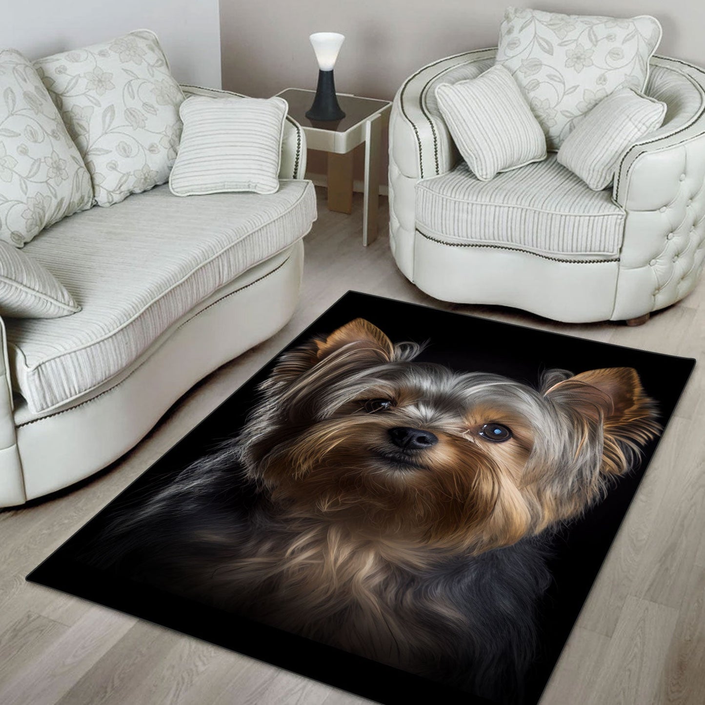 Yorkshire Terrier 3D Portrait Area Rug