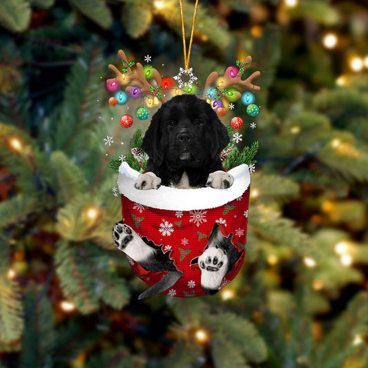 Newfoundland 1 In Snow Pocket Christmas Ornament