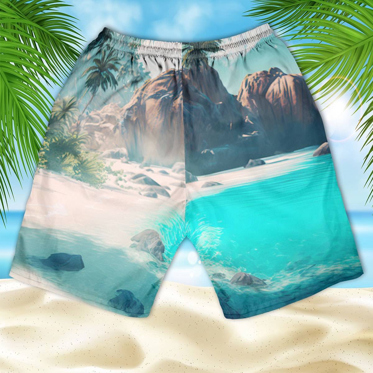 Bearded Collie - 3D Men's Beach Short