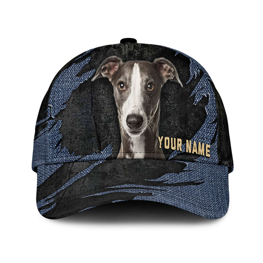 Whippet - Jean Background Custom Name Cap