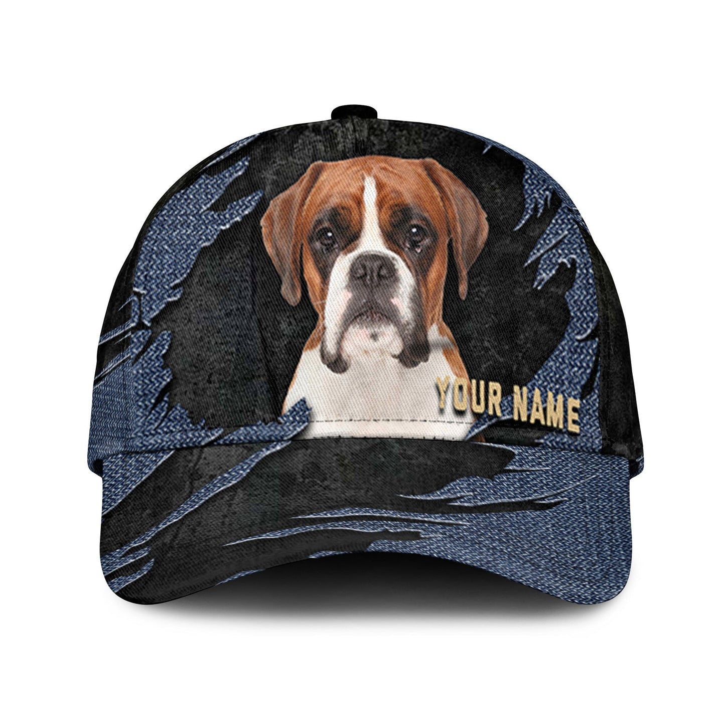 Boxer - Jean Background Custom Name Cap