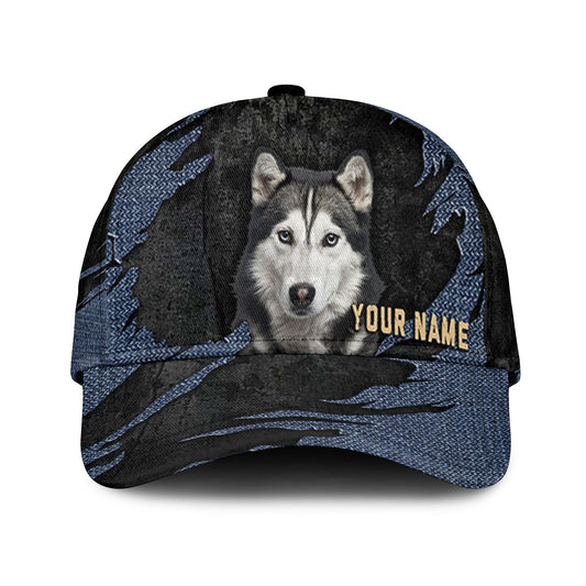 Husky - Jean Background Custom Name Cap