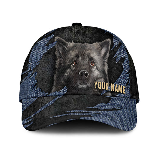 Keeshound - Jean Background Custom Name Cap