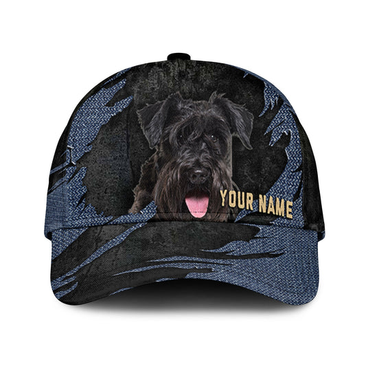 Kerry Blue Terrier - Jean Background Custom Name Cap