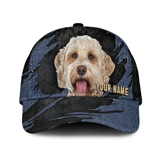 Labradoodle - Jean Background Custom Name Cap