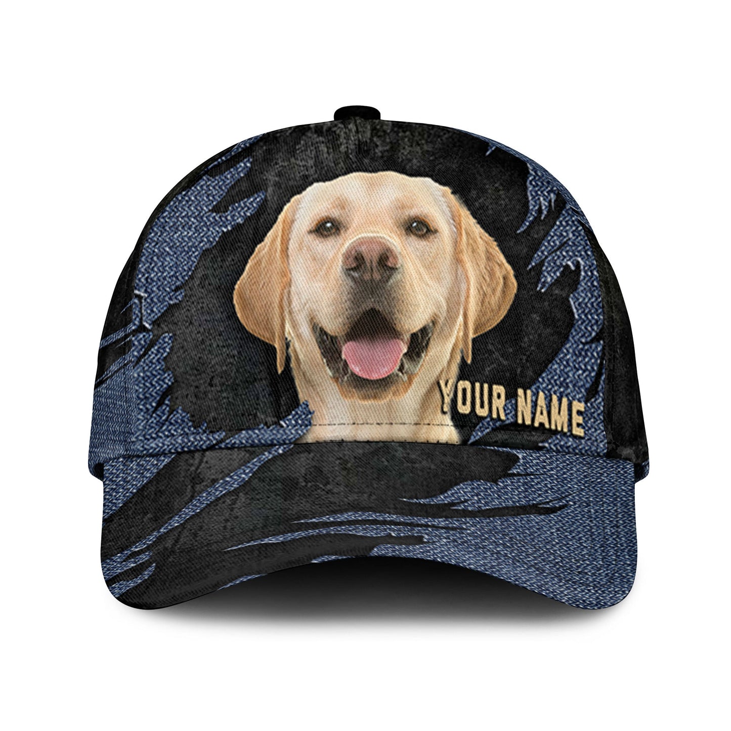 Labrador Retriever - Jean Background Custom Name Cap