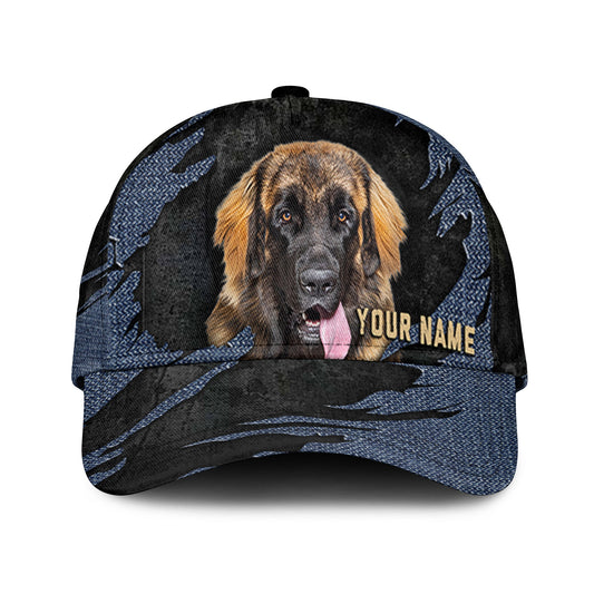 Leonberger - Jean Background Custom Name Cap