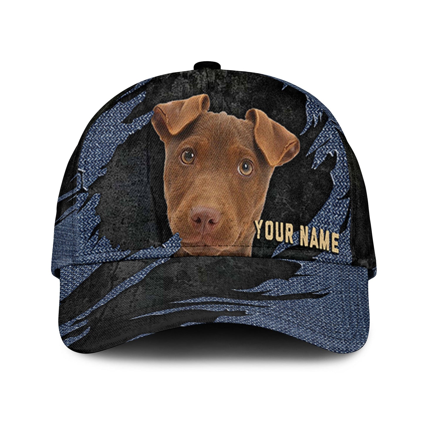 Patterdale Terrier - Jean Background Custom Name Cap