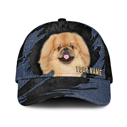 Pekingese - Jean Background Custom Name Cap