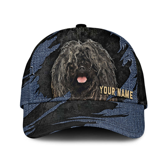 Puli Dog - Jean Background Custom Name Cap