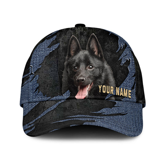 Schipperke - Jean Background Custom Name Cap