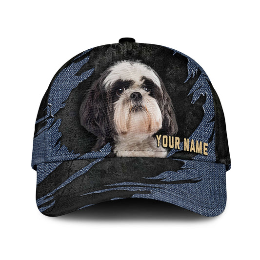 Shih Poo - Jean Background Custom Name Cap