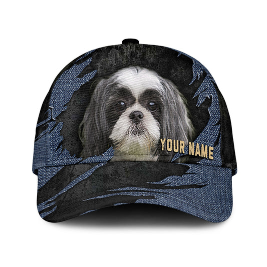 Shih Tzu - Jean Background Custom Name Cap