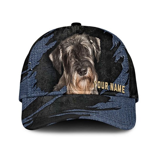 Standard Schnauzer - Jean Background Custom Name Cap