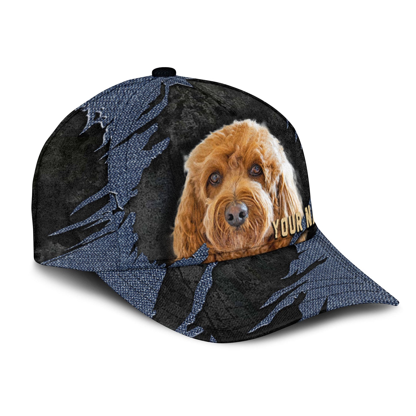 Cavapoo - Jean Background Custom Name Cap