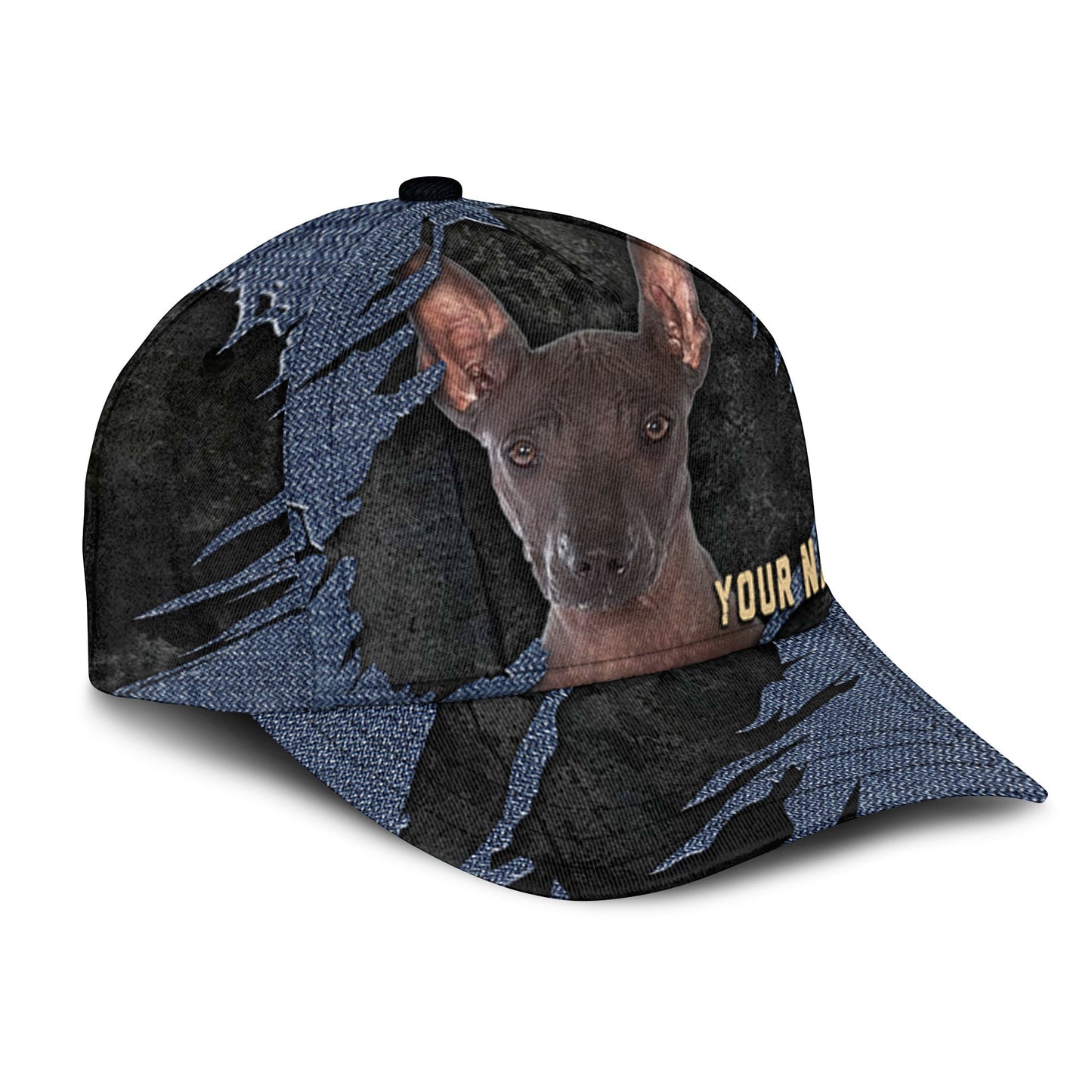 Xoloitzcuintli - Jean Background Custom Name Cap