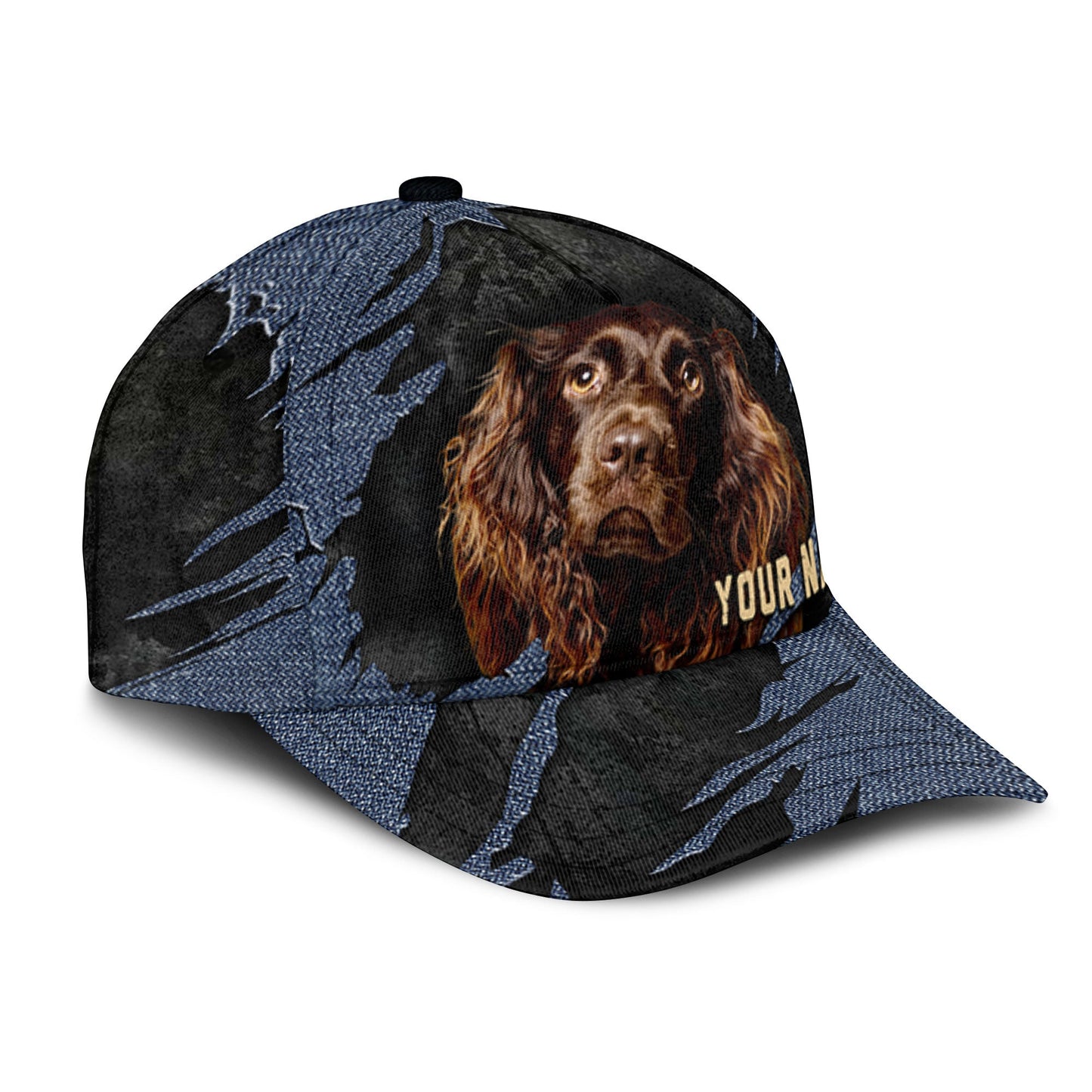 Boykin Spaniel - Jean Background Custom Name Cap