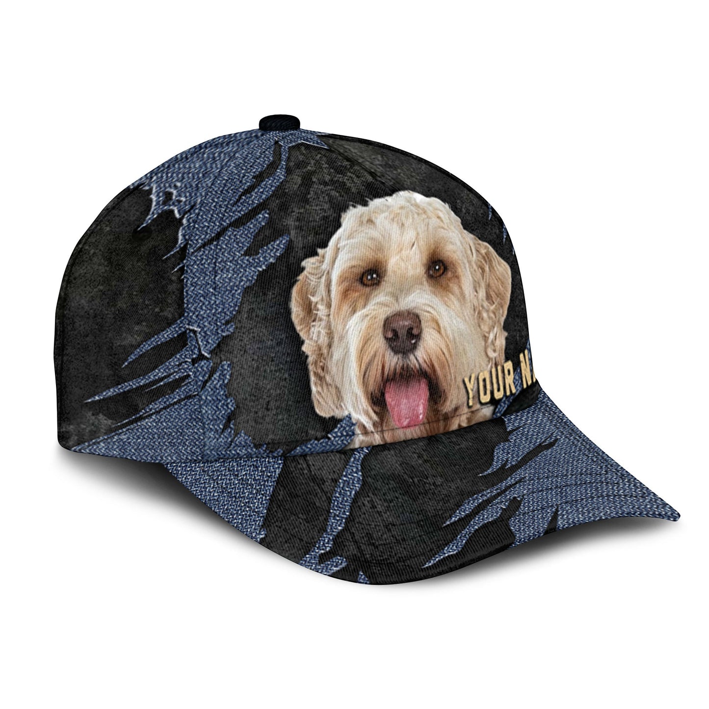 Labradoodle - Jean Background Custom Name Cap