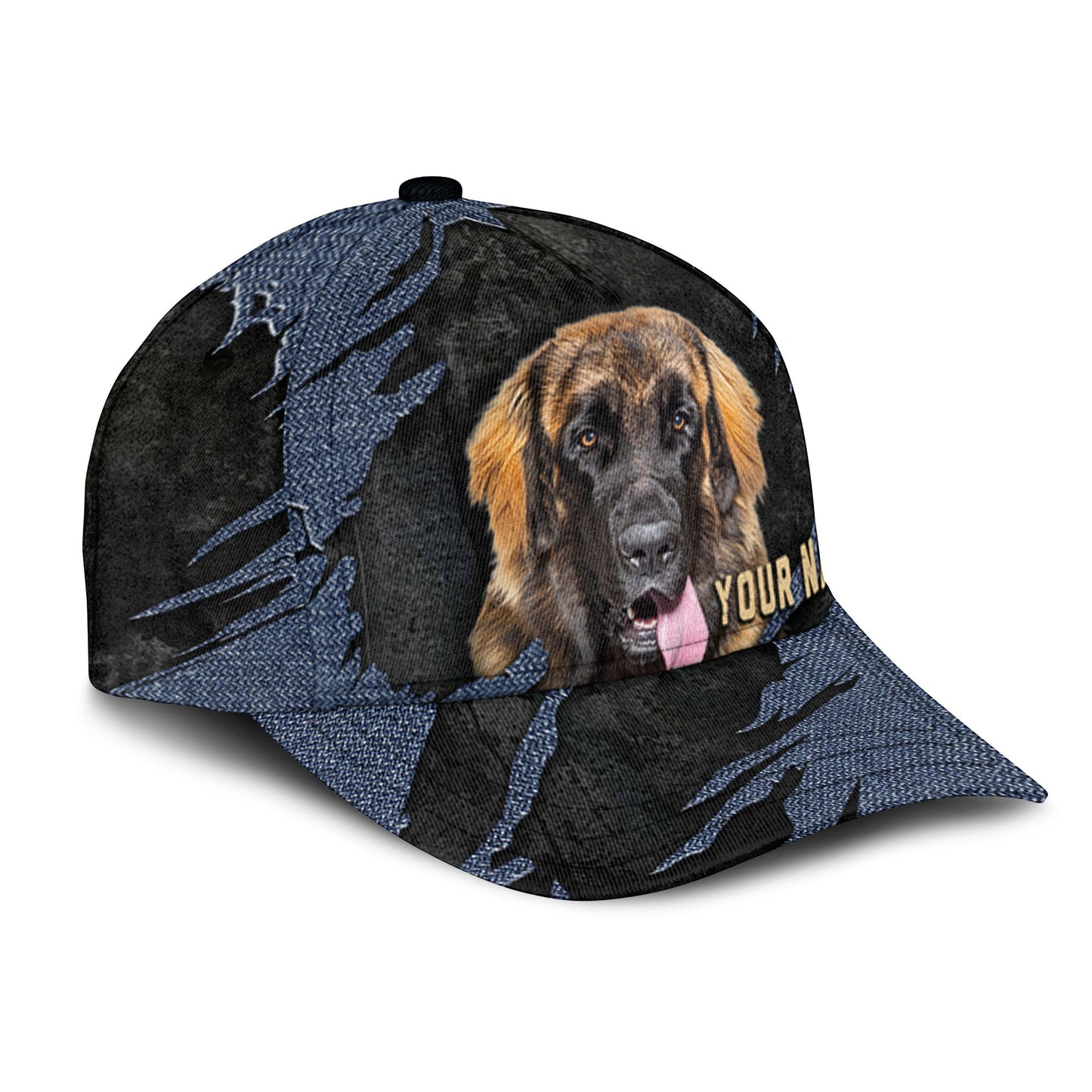 Leonberger - Jean Background Custom Name Cap