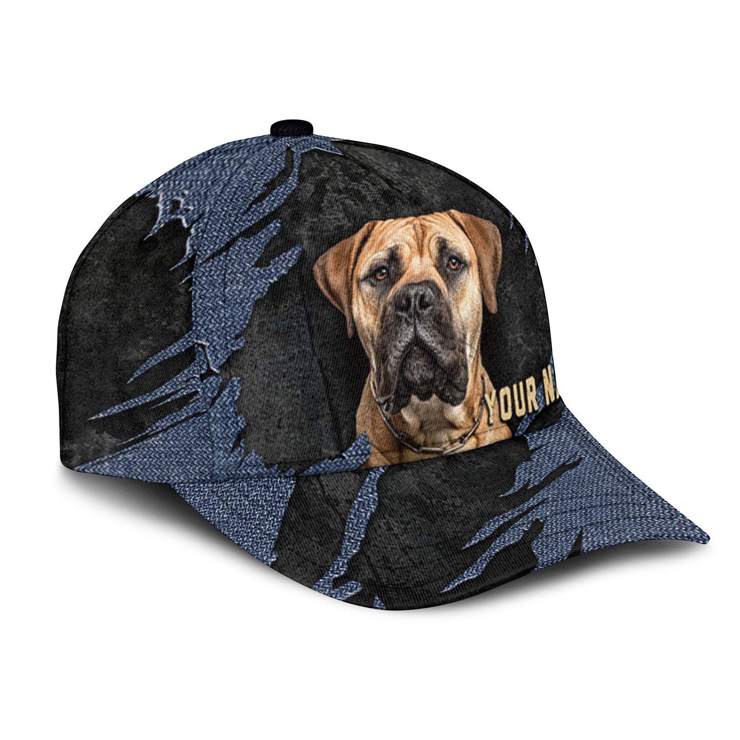 Mastiff - Jean Background Custom Name Cap