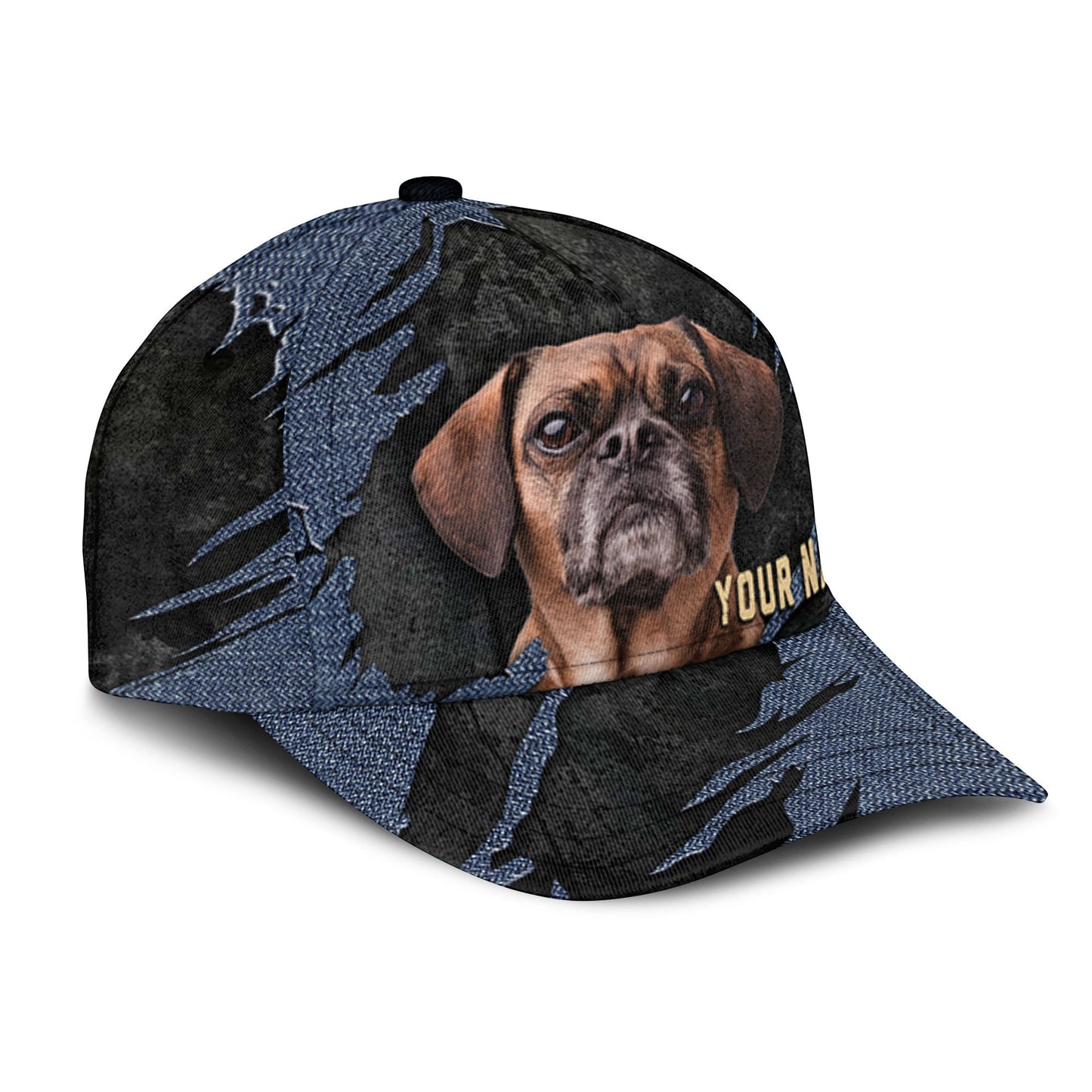 Puggle - Jean Background Custom Name Cap